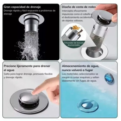 DrenaLimpio™ – Kit de 2 Tapones Filtro en Acero Inoxidable para Cocina y Baño 🔥